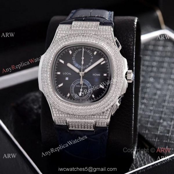 Japan Grade Patek Philippe Nautilus Diamonds Watches Gray Leather Strap Japan Grade Patek Philippe Nautilus Diamonds Watches Gray Leather Strap