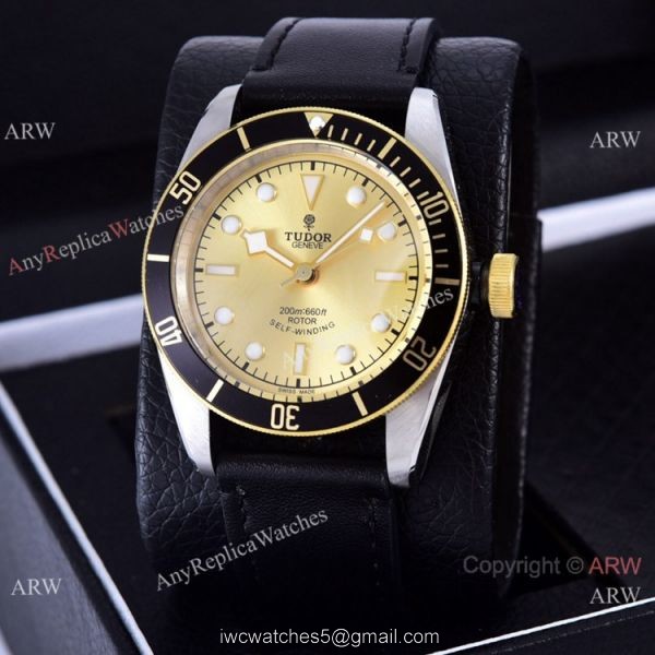 Clone Tudor Heritage Black Bay Watches Two Tone Leather Strap Clone Tudor Heritage Black Bay Watches Two Tone Leather Strap