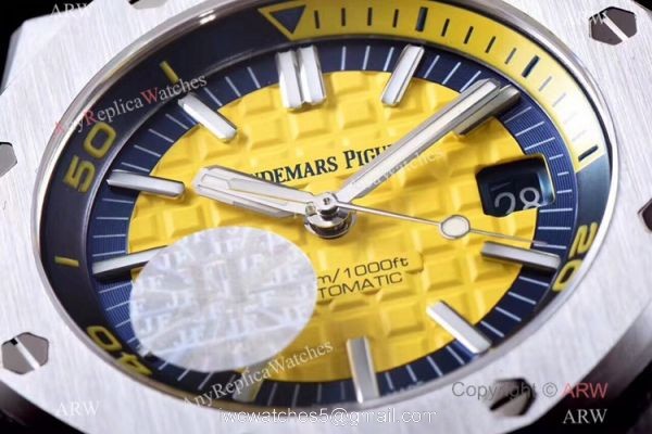 JF Factory V8 1:1 Best Audemars Piguet Divers Watch Yellow Dial 3120 Movement JF Factory V8 1:1 Best Audemars Piguet Divers Watch Yellow Dial 3120 Movement