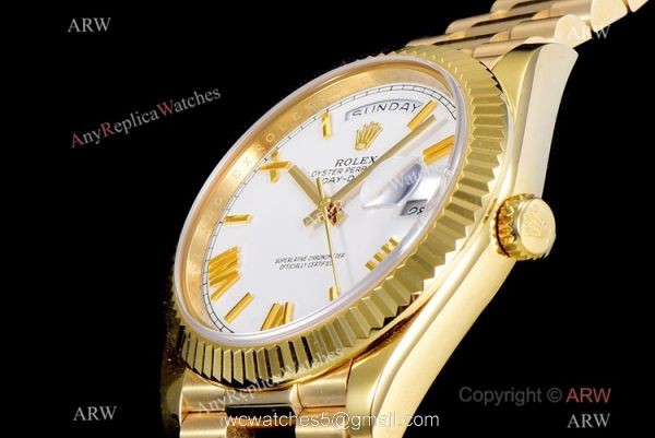 (GM Factory) Swiss 2836-2 Rolex Day-Date White Roman Watch 40mm AAA Copy (GM Factory) Swiss 2836-2 Rolex Day-Date White Roman Watch 40mm AAA Copy