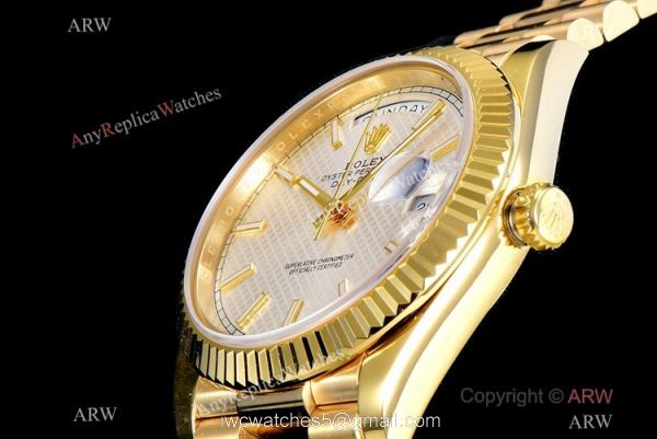 (GM Factory) Rolex Day-Date 40 Swiss 2836-2 Copy Watch Silver Grid dial (GM Factory) Rolex Day-Date 40 Swiss 2836-2 Copy Watch Silver Grid dial