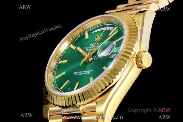 (GM Factory) AAA Replica Rolex Day-Date 40mm Watch Bright Green Dial Yellow Gold (GM Factory) AAA Replica Rolex Day-Date 40mm Watch Bright Green Dial Yellow Gold