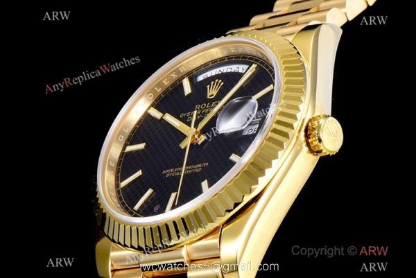 (GM Factory) Swiss Rolex Day Date 40mm Replica Watch Black Grid dial (GM Factory) Swiss Rolex Day Date 40mm Replica Watch Black Grid dial