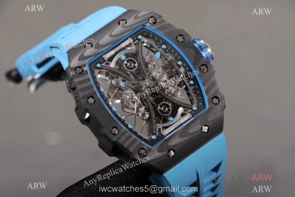 KV Factory 1:1 Best Copy Richard Mille Tourbillon Pablo Mac Donough RM 53-01 Watch Blue Rubber Strap KV Factory 1:1 Best Copy Richard Mille Tourbillon Pablo Mac Donough RM 53-01 Watch Blue Rubber Strap