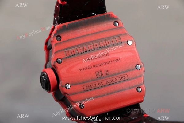 KV Factory 1:1 Richard Mille Tourbillon RM12-01 Red Quartz fiber Case Watch KV Factory 1:1 Richard Mille Tourbillon RM12-01 Red Quartz fiber Case Watch
