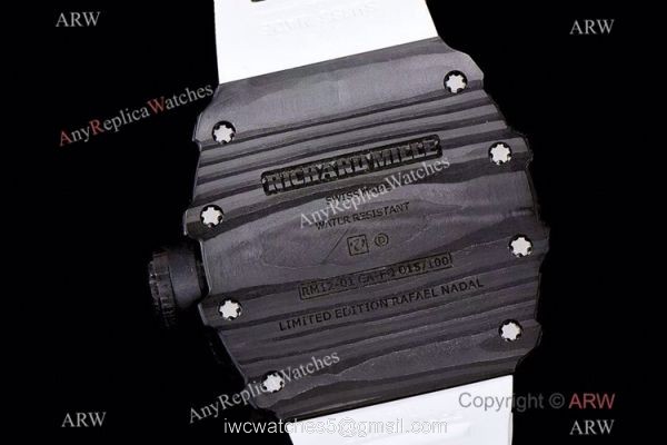 KV Factory Richard Mille RM 12-01 Tourbillon Limited Edition Watch NTPT Carbon White Rubber Strap KV Factory Richard Mille RM 12-01 Tourbillon Limited Edition Watch NTPT Carbon White Rubber Strap