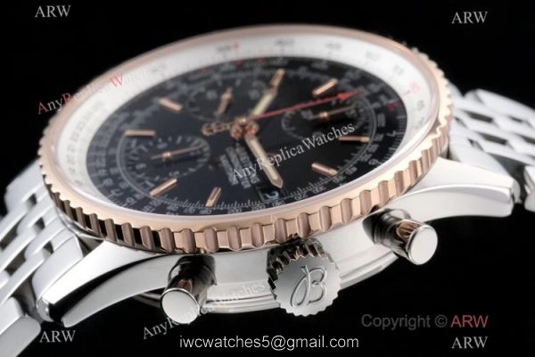 Swiss Grade Breitling Navitimer 1 Chronograph KOR A7750 Watch Rose Gold Bezel Black Dial Swiss Grade Breitling Navitimer 1 Chronograph KOR A7750 Watch Rose Gold Bezel Black Dial