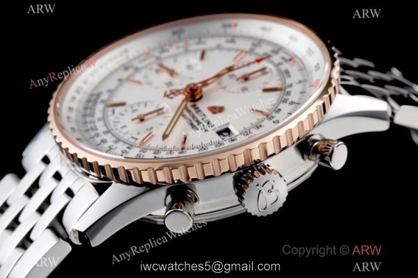 Swiss Grade Breitling Navitimer 1 Chronograph KOR A7750 Copy Watch Rose Gold Bezel White Dial Swiss Grade Breitling Navitimer 1 Chronograph KOR A7750 Copy Watch Rose Gold Bezel White Dial