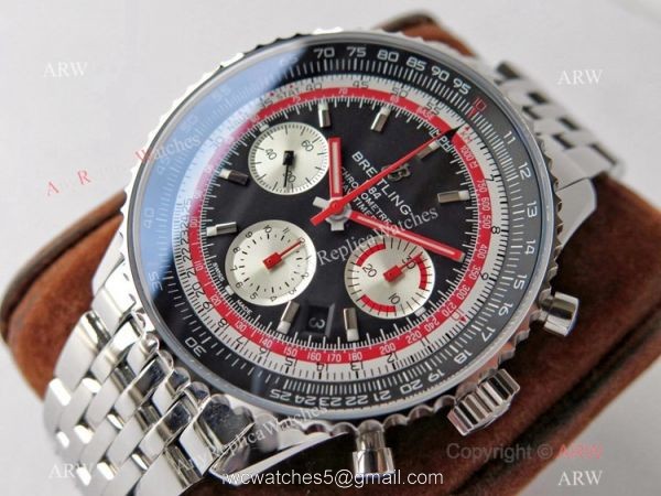 Swiss Grade 1A Breitling Navitimer Swiss Air 7750 Copy Watch BlackRed Dial Swiss Grade 1A Breitling Navitimer Swiss Air 7750 Copy Watch BlackRed Dial