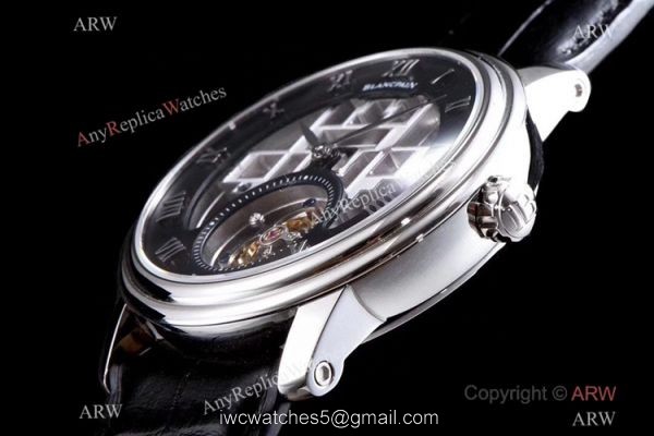 Super Clone Blancpain Fantasy Swiss Tourbillon Watch 43mm Black Leather Strap Super Clone Blancpain Fantasy Swiss Tourbillon Watch 43mm Black Leather Strap