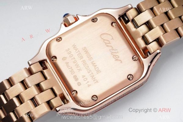 AC Factory Swiss Copy Panthere De Cartier Watch 27mm Rose Gold Full Diamonds AC Factory Swiss Copy Panthere De Cartier Watch 27mm Rose Gold Full Diamonds