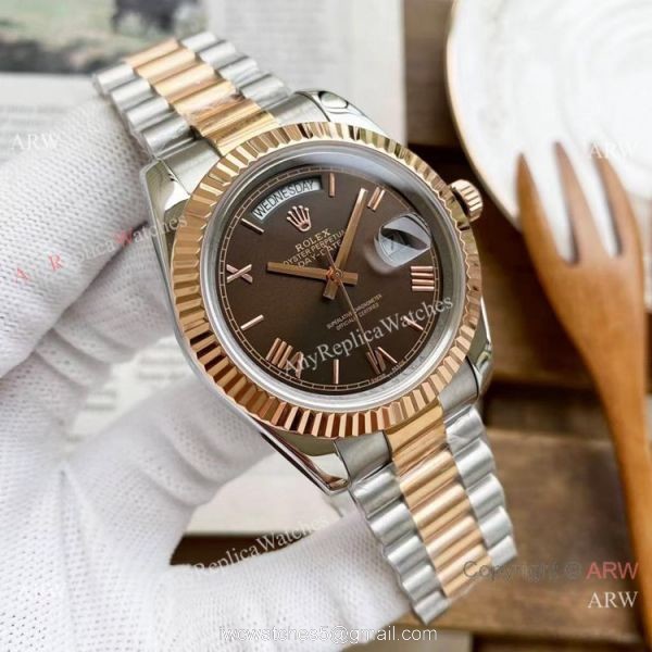 Copy Rolex Day-Date President Watches 2-Tone Rose Gold Green Dial 40mm Copy Rolex Day-Date President Watches 2-Tone Rose Gold Green Dial 40mm