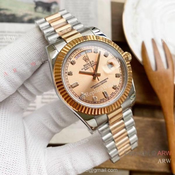 Replica Rolex Day Date 40mm Watches Two Tone Rose Gold New Dial Replica Rolex Day Date 40mm Watches Two Tone Rose Gold New Dial