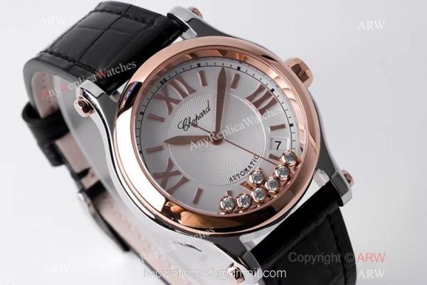 AF Factory 1:1 Replica Chopard Happy Sport Watch Rose Gold Bezel 36mm Size AF Factory 1:1 Replica Chopard Happy Sport Watch Rose Gold Bezel 36mm Size