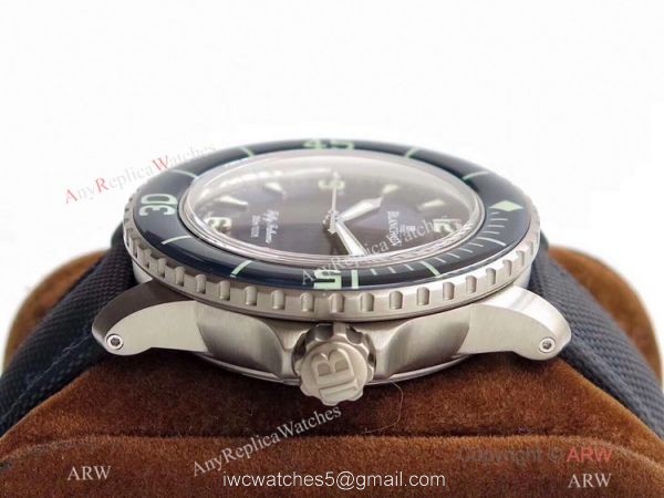 ZF Factory Swiss Replica Blancpain Fifty Fathoms Watch Blue Dial Leather Strap ZF Factory Swiss Replica Blancpain Fifty Fathoms Watch Blue Dial Leather Strap