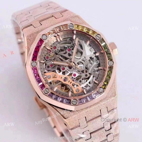 New Copy Audemars Piguet Royal Oak Lady Watches Frosted Gold Skeleton Face 37mm New Copy Audemars Piguet Royal Oak Lady Watches Frosted Gold Skeleton Face 37mm