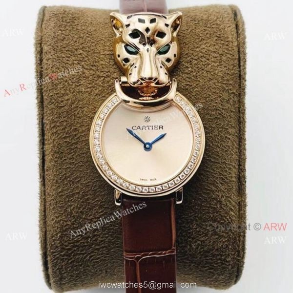 New! Copy Cartier Panthere Rose Gold Diamond Watches Swiss Quartz Women Size New! Copy Cartier Panthere Rose Gold Diamond Watches Swiss Quartz Women Size