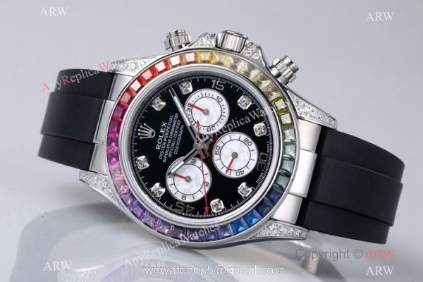 BL Factory AAA Grade Rolex Daytona Rainbow Bezel Oysterflex Strap Watch Cal.4130 Movement BL Factory AAA Grade Rolex Daytona Rainbow Bezel Oysterflex Strap Watch Cal.4130 Movement