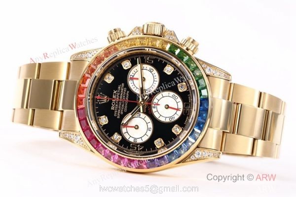 BL Factory Replica Rolex Daytona Rainbow All Gold Watch Swiss Cal.4130 Chronograph BL Factory Replica Rolex Daytona Rainbow All Gold Watch Swiss Cal.4130 Chronograph