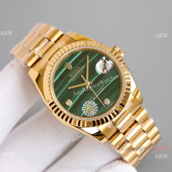 New! Swiss Grade Copy Rolex Datejust Malachite Dial Yellow Gold Watch 36mm New! Swiss Grade Copy Rolex Datejust Malachite Dial Yellow Gold Watch 36mm