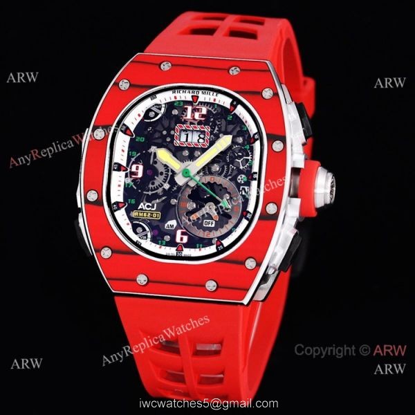 Red Richard Mille Tourbillon Watch Rm 62-01 High End Replica For Men Red Richard Mille Tourbillon Watch Rm 62-01 High End Replica For Men