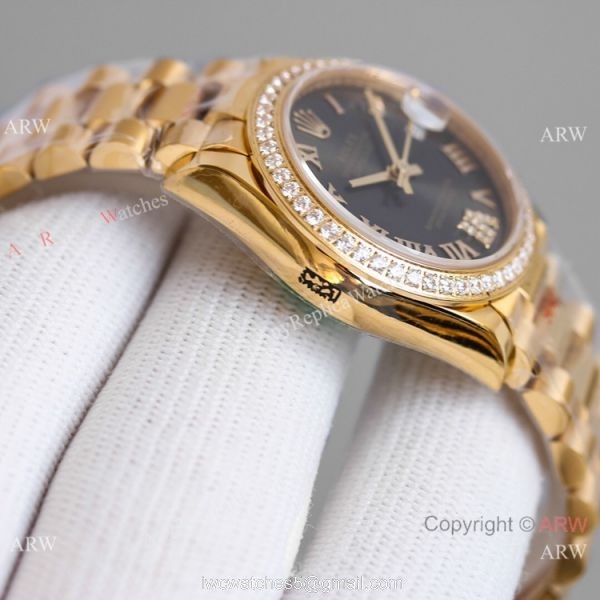 TR Factory 904L Steel Rolex Datejust 31mm Watch President Yellow Gold Diamond Bezel TR Factory 904L Steel Rolex Datejust 31mm Watch President Yellow Gold Diamond Bezel