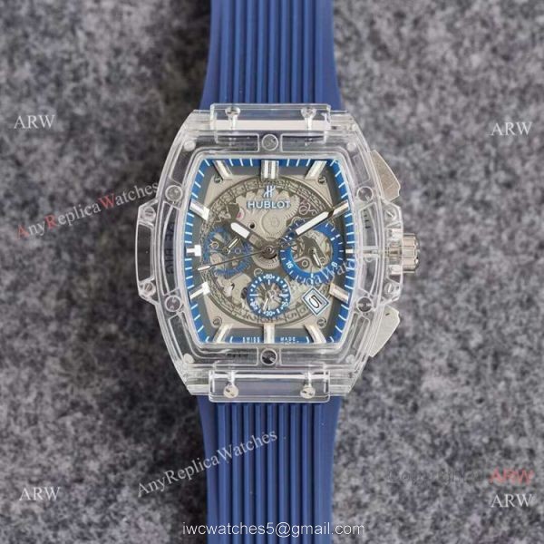 Top Quality Hublot Spirit of Big Bang Transparent Watch Blue Rubber Strap Top Quality Hublot Spirit of Big Bang Transparent Watch Blue Rubber Strap