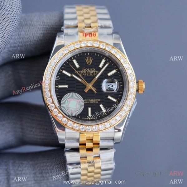 Swiss Quality Copy Rolex Datejust 41mm Watch Two Tone Jubilee Diamond Bezel Motif Dial Citizen 8215 Swiss Quality Copy Rolex Datejust 41mm Watch Two Tone Jubilee Diamond Bezel Motif Dial Citizen 8215