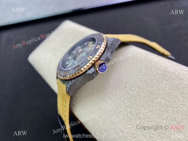 2021 Super Clone Rolex Diw GMT-Master 2 Watch JH Factory Cal.3186 Movement Carbon Case Khaki fabric Leather Strap 2021 Super Clone Rolex Diw GMT-Master 2 Watch JH Factory Cal.3186 Movement Carbon Case Khaki fabric Leather Strap