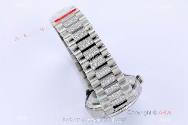(EWF) Super Clone Swiss 3255 Rolex Day-Date 36mm Wrist White MOP Face Diamond Band (EWF) Super Clone Swiss 3255 Rolex Day-Date 36mm Wrist White MOP Face Diamond Band