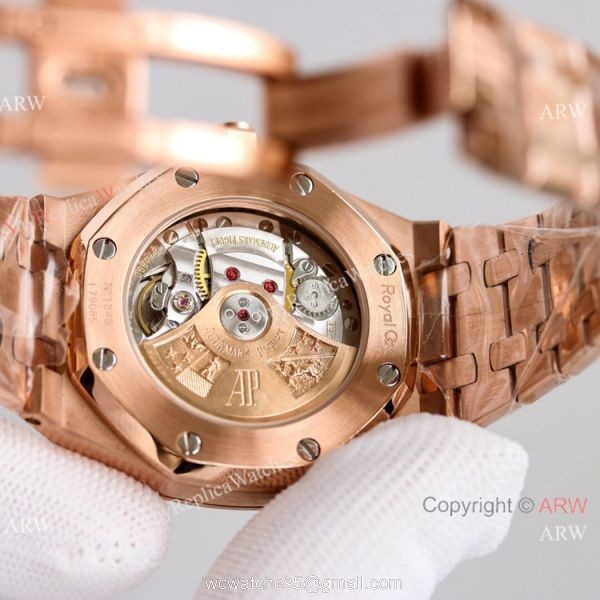 JH Factory Copy Audemars Piguet Royal Oak Women 37mm Cal.3120 Watch Rose Gold Blue Dial JH Factory Copy Audemars Piguet Royal Oak Women 37mm Cal.3120 Watch Rose Gold Blue Dial