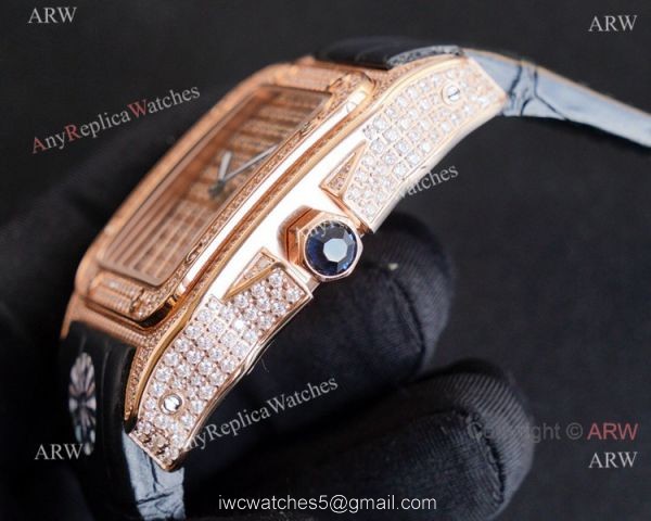 Iced Out Cartier Santos 100 Replica Watches Automatic High End Replica Iced Out Cartier Santos 100 Replica Watches Automatic High End Replica