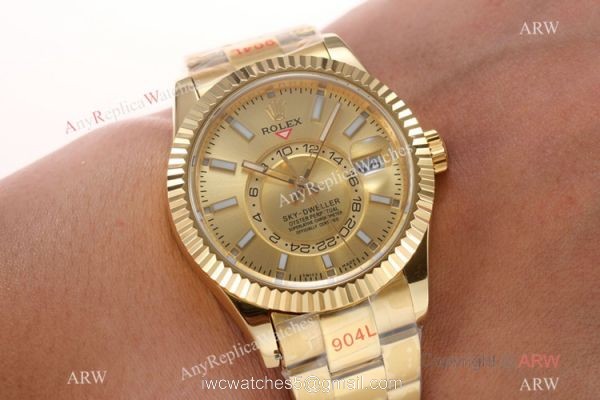 Super Clone AI Factory Rolex Sky Dweller 42mm 326938 Champagne Watch Super Clone AI Factory Rolex Sky Dweller 42mm 326938 Champagne Watch