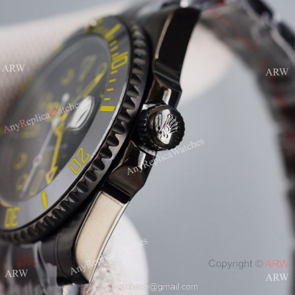 Swiss Copy Rolex Blaken Submariner Watch Gold Markers 904L Steel 40mm Swiss Copy Rolex Blaken Submariner Watch Gold Markers 904L Steel 40mm