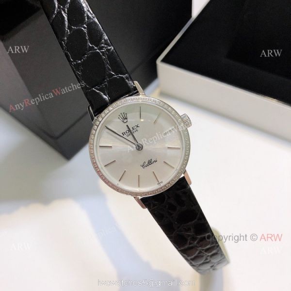Diamond Rolex Cellini Ladies Leather Strap Yellow Gold Watch Replica Diamond Rolex Cellini Ladies Leather Strap Yellow Gold Watch Replica