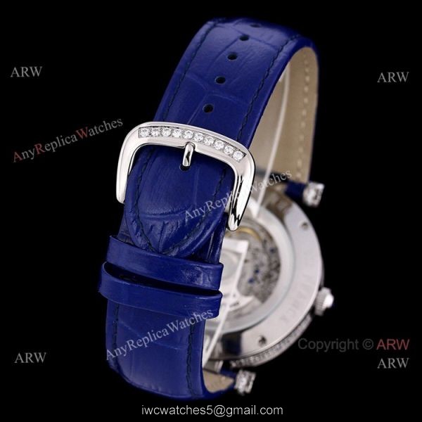 Iced Out Franck Muller Double Mystery Blue Leather Strap High Copy Watch Iced Out Franck Muller Double Mystery Blue Leather Strap High Copy Watch