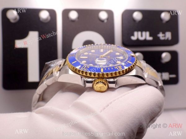 Pre-Owned AAA Replica Rolex Submariner Noob Swiss 3135 Two Tone Blue Watch 40mm Pre-Owned AAA Replica Rolex Submariner Noob Swiss 3135 Two Tone Blue Watch 40mm