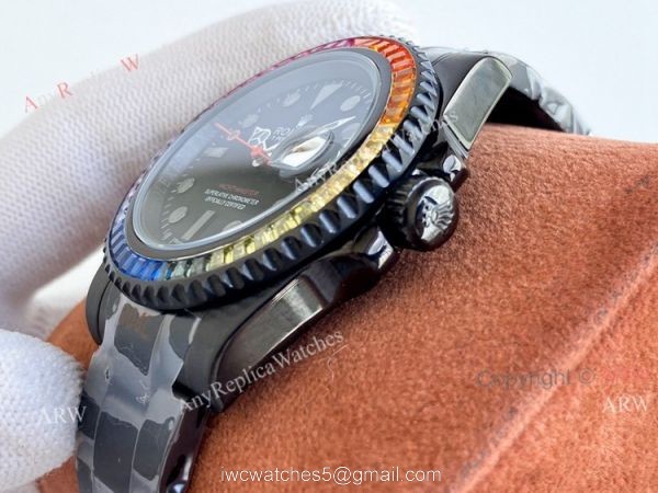 Swiss Grade High End Replica Roex Blaken Yacht Master 40mm All Black Rainbow Watch Swiss Grade High End Replica Roex Blaken Yacht Master 40mm All Black Rainbow Watch
