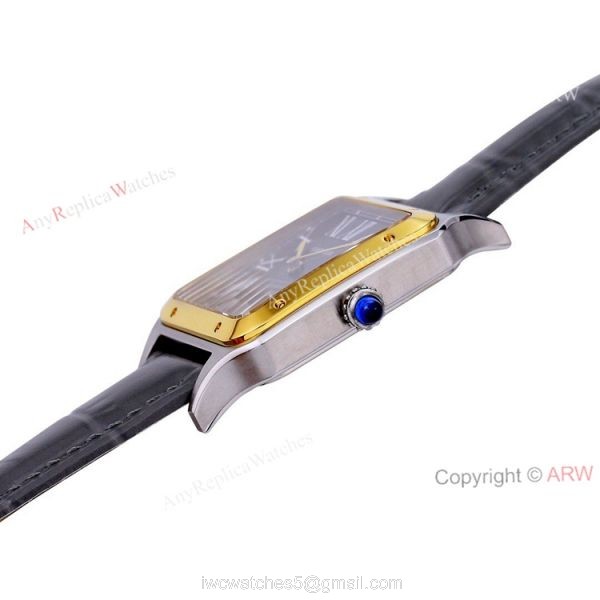 Buy The Best Cartier Santos Dumont Couple Watches Grey Dial Grey Leather Strap Replica Buy The Best Cartier Santos Dumont Couple Watches Grey Dial Grey Leather Strap Replica