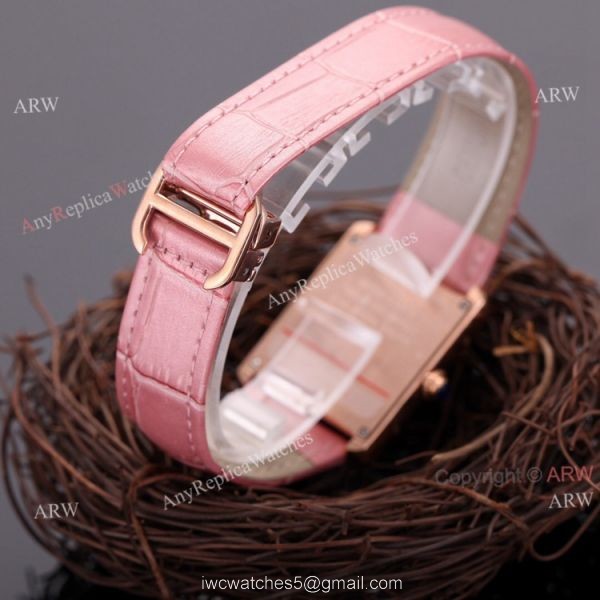 Rose Gold Cartier Tank Couple Watch White Face Brown Leather Strap High Quality Replica Rose Gold Cartier Tank Couple Watch White Face Brown Leather Strap High Quality Replica