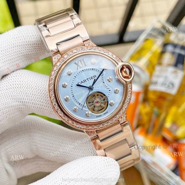 Replica Ladies Cartier Ballon Bleu Tourbillon 36mm Ice Blue Dial Watch With Diamonds Replica Ladies Cartier Ballon Bleu Tourbillon 36mm Ice Blue Dial Watch With Diamonds