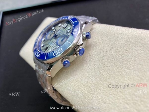 OMF Omega Seamaster With Grey Dial Ss Bracelet Blue Ceramic Bezel High End Replica 44mm OMF Omega Seamaster With Grey Dial Ss Bracelet Blue Ceramic Bezel High End Replica 44mm