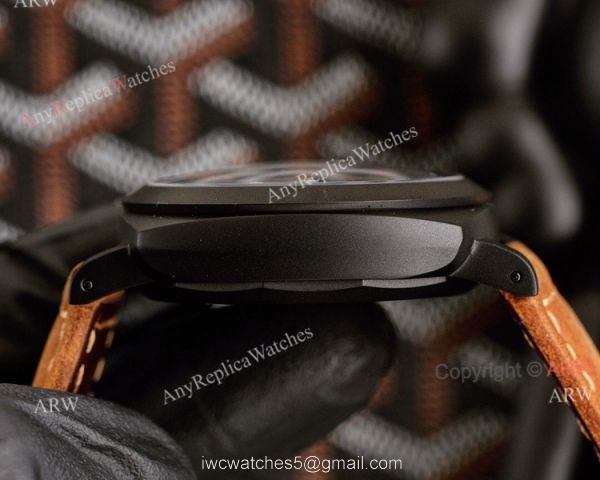 All Black Panerai Radiomir GMT Automatic Watch 45mm Brown Leather Strap High Copy All Black Panerai Radiomir GMT Automatic Watch 45mm Brown Leather Strap High Copy
