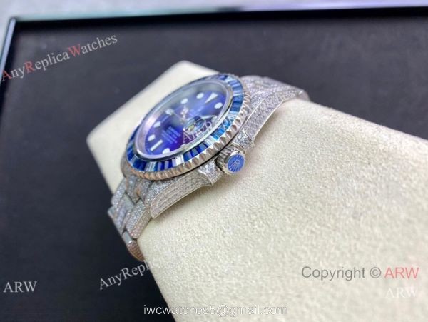 Swiss Copy Iced Out Rolex Submariner Watch 904L Stainless Steel Bright Blue Dial Swiss Copy Iced Out Rolex Submariner Watch 904L Stainless Steel Bright Blue Dial