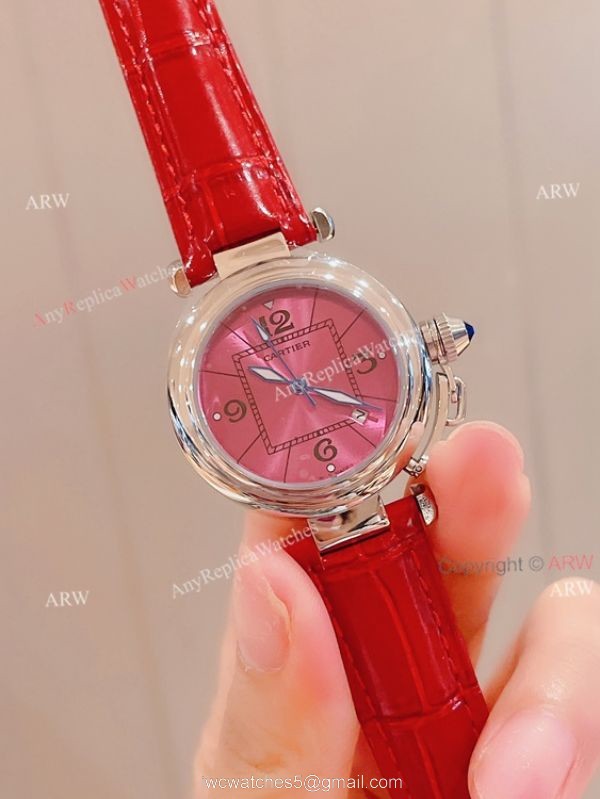 Knockoff Ladies Cartier Pasha Watch Fuchsia Dial Fuchsia Leather Strap Knockoff Ladies Cartier Pasha Watch Fuchsia Dial Fuchsia Leather Strap