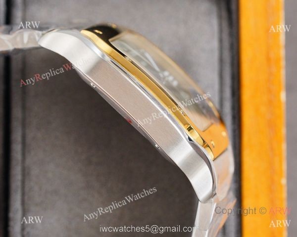 New Cartier Alberto Santos-Dumont Green Two Tone Watch Sapphire Crystal New Cartier Alberto Santos-Dumont Green Two Tone Watch Sapphire Crystal