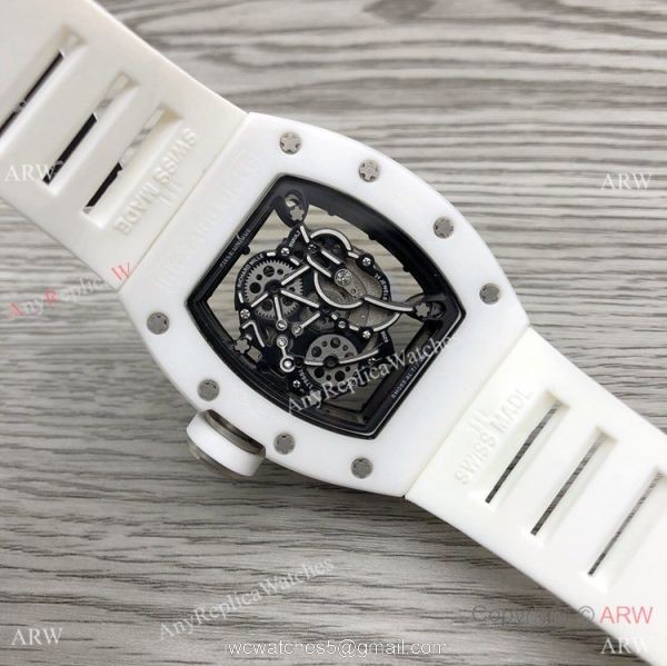 RM Factory Richard Mille RM055 White Ceramic Watch White Rubber Strap RM Factory Richard Mille RM055 White Ceramic Watch White Rubber Strap