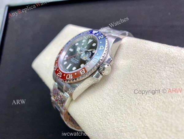 Clean Factory Super Clone Rolex Gmt Master ii Pepsi 3186 Movement Black Dial Watch Clean Factory Super Clone Rolex Gmt Master ii Pepsi 3186 Movement Black Dial Watch