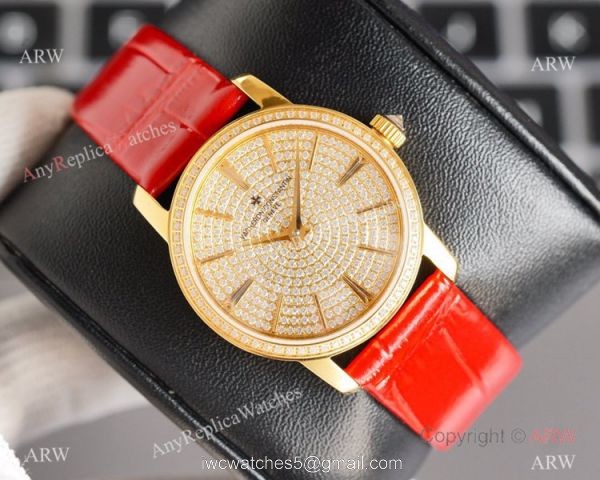 NEW! Swiss Grade Vacheron Constantin Traditionnelle Ultra-Thin 33mm Watch Iced Out Gold Case NEW! Swiss Grade Vacheron Constantin Traditionnelle Ultra-Thin 33mm Watch Iced Out Gold Case