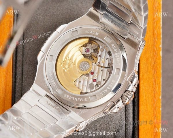 Swiss Grade Patek Philippe Nautilus Iced Out Siver Watch 9015 Ultra-thin Movement Swiss Grade Patek Philippe Nautilus Iced Out Siver Watch 9015 Ultra-thin Movement